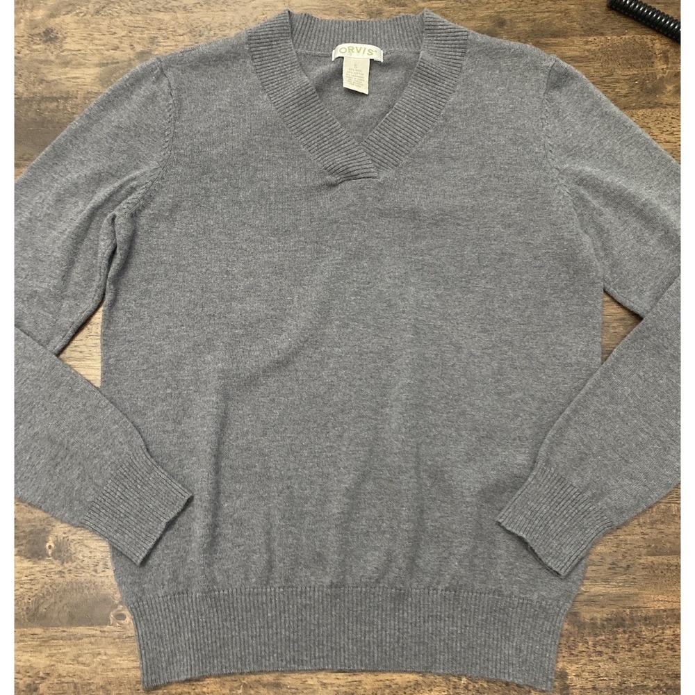 Orvis Women's Gray Wool Blend Long-Sleeve V-Neck Pullover Sweater - Size L